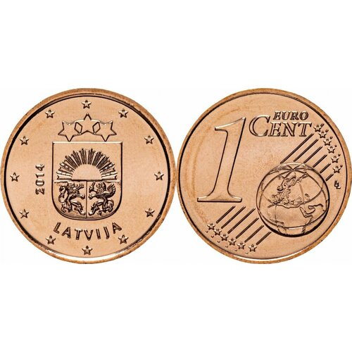 Латвия 1 евроцент, 2014-2022 XF