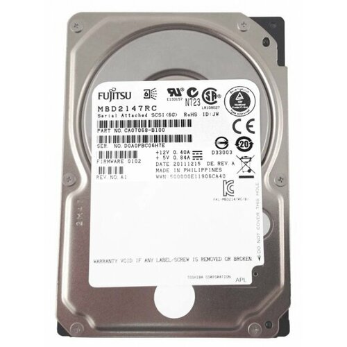 Жесткий диск Fujitsu MBD2147RC 147Gb SAS 2,5 HDD жесткий диск fujitsu mau3147rc 147gb sas 3 5 hdd