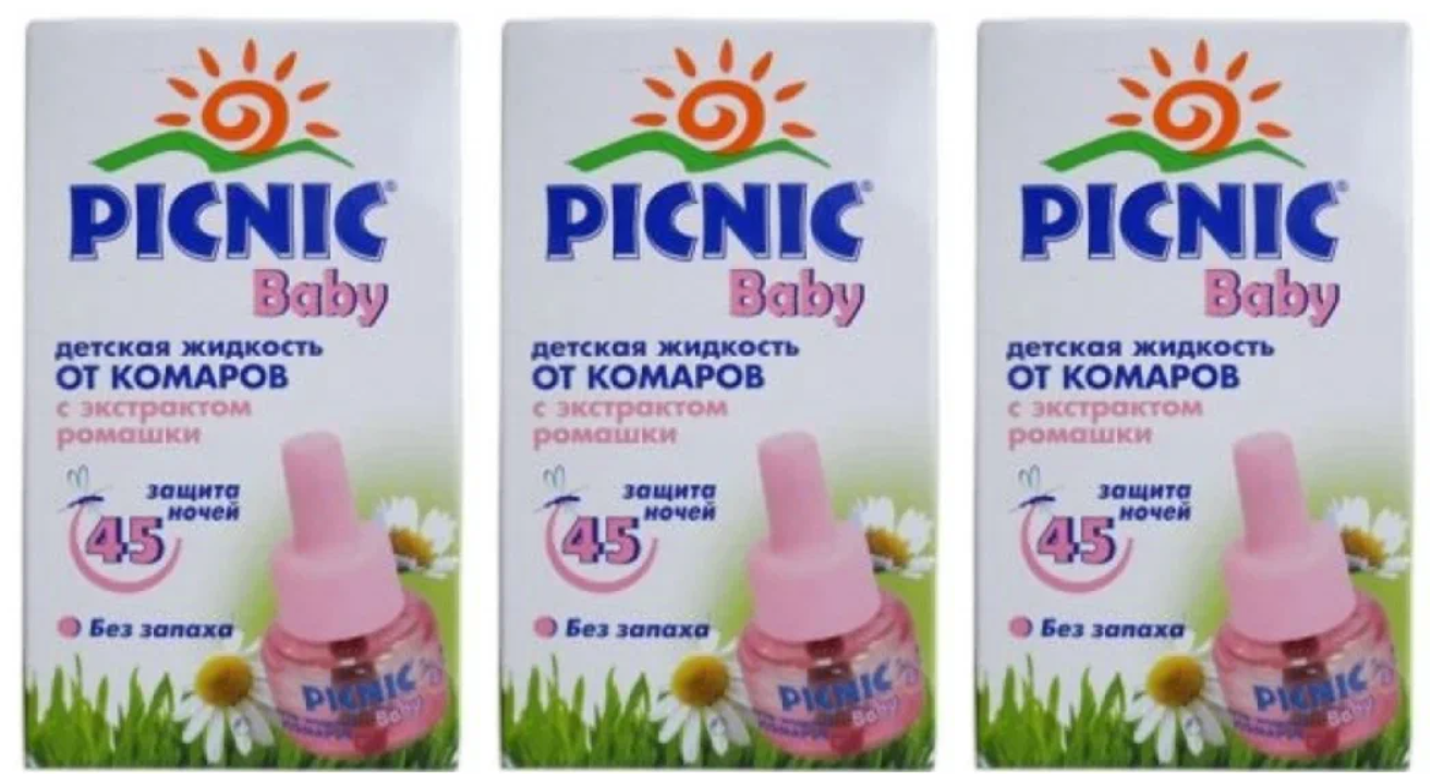 Жидкость от комаров Picnic Baby 45 ночей 30 мл 3 шт