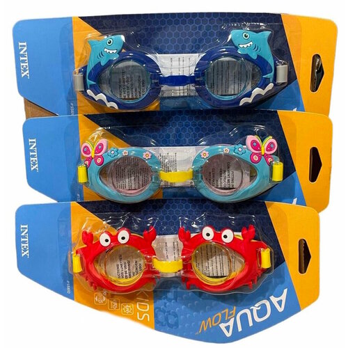 Intex Очки для плавания 3 шт Акула Крабик Бабочки от 3 до 8 лет 1589₽