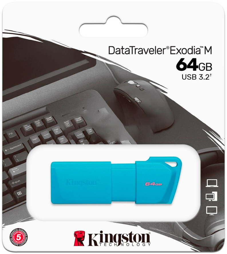 USB Flash накопитель 64Gb Kingston DataTraveler Exodia M Neon Aqua Blue (KC-U2L64-7LB)