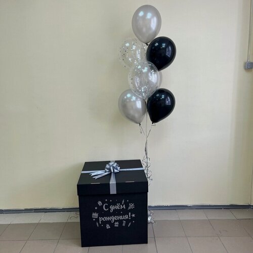 Изображение товара Набор шаров с гелием № 596 - коробка сюрприз ( аэродизайн )