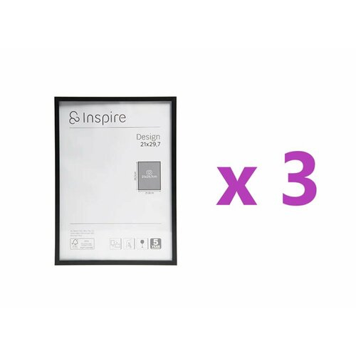 Рамка Inspire Design 21x29.7 см алюминий цвет черный, 3 шт.