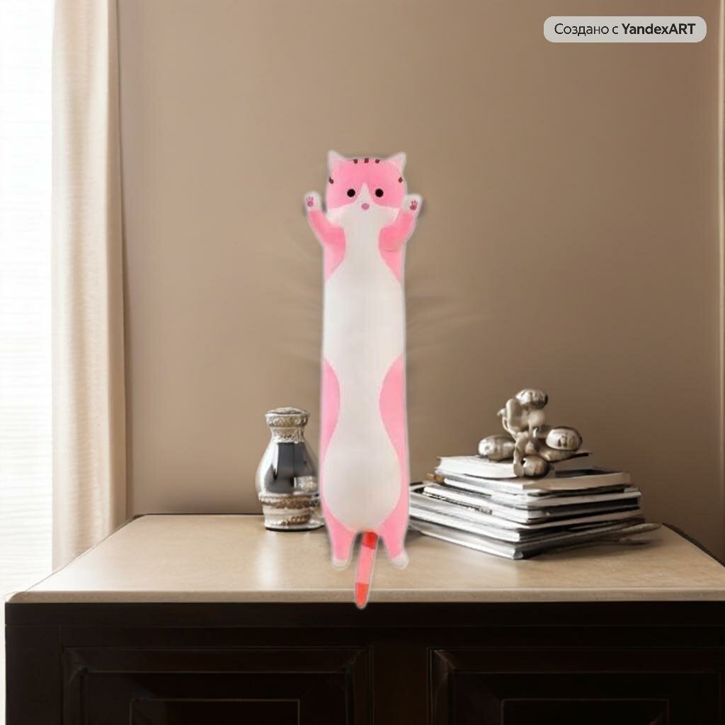 Мягкая игрушка кот Батон, 90 см, розовый