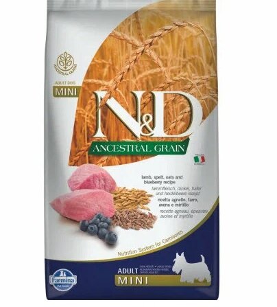 Сухой корм для собак Farmina N&D Ancestral Grain, ягненок, с черникой 1 уп. х 1 шт. х 2.5 кг