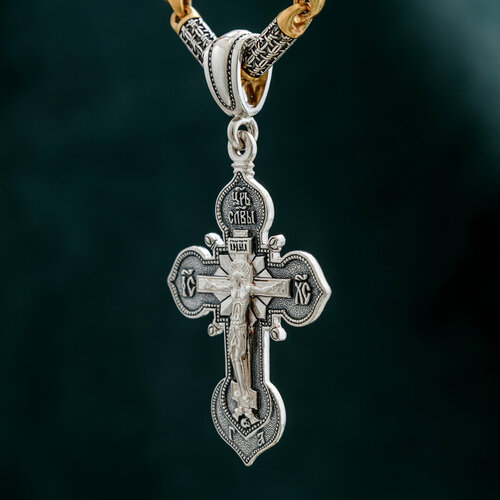 Крестик Леона серебро 925 проба чернение размер 6 см 4050₽