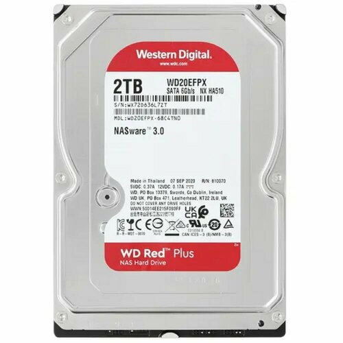 Western digital Жесткий диск 2TB WD Red Plus WD20EFPX 10400₽