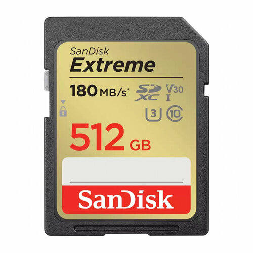 Карта памяти Sandisk Extreme SDXC UHS-I Class 3 V30 180/130MB/s 512Gb (SDSDXVV-512G-GNCIN) карта памяти sdxc 512gb sandisk extreme uhs i class 3 u3 v30 180 130 mb s sdsdxvv 512g gncin
