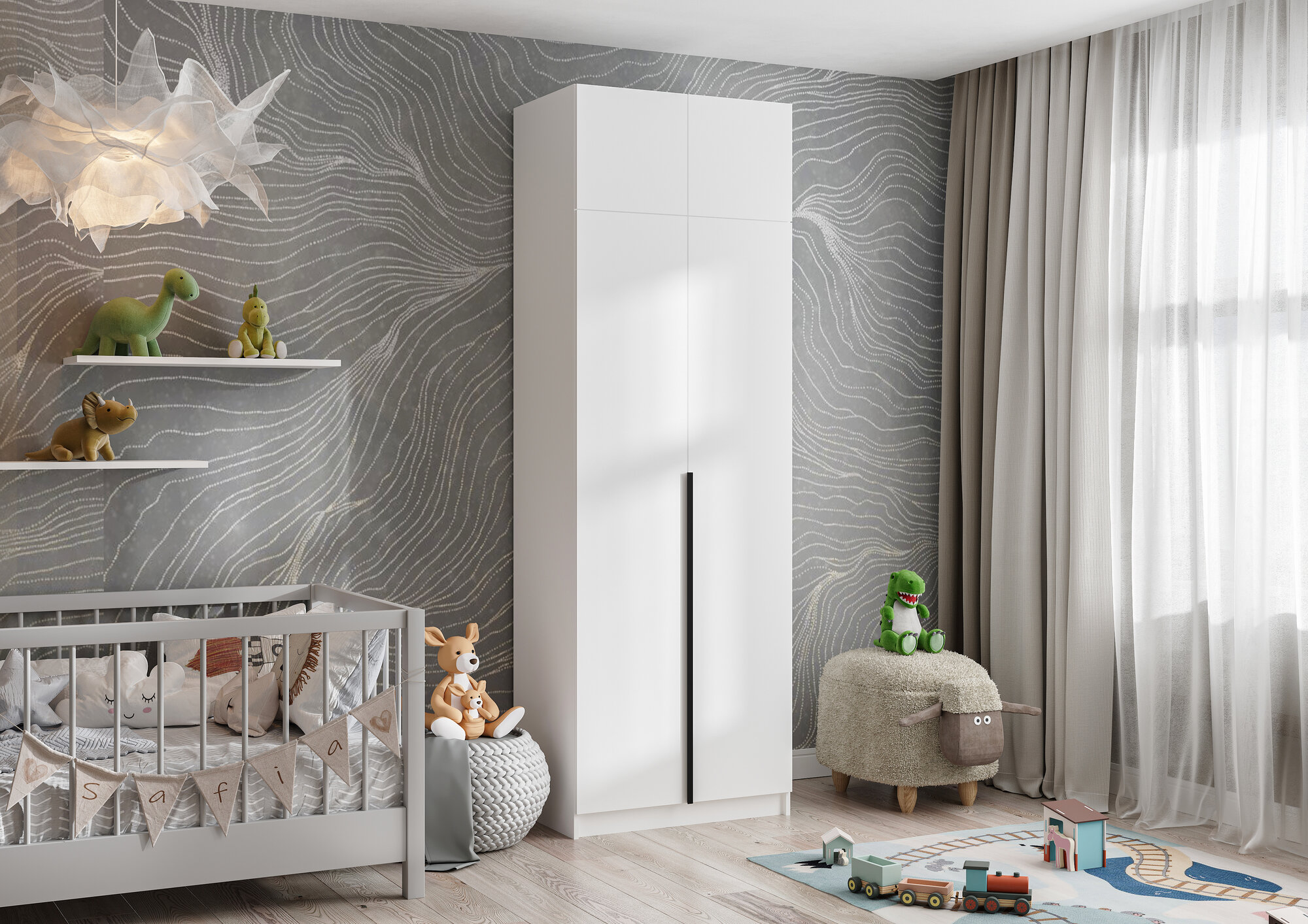 фото Шкаф для одежды Лион ШК-01 белый Стендмебель