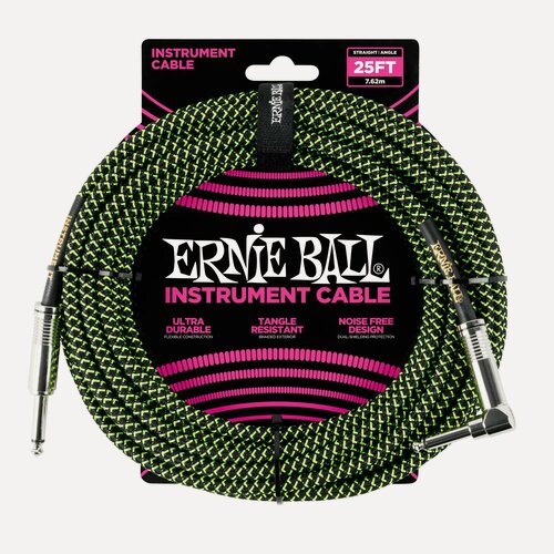 Изображение товара Инструментальный кабель Ernie Ball 6066 7.5м Braided Green