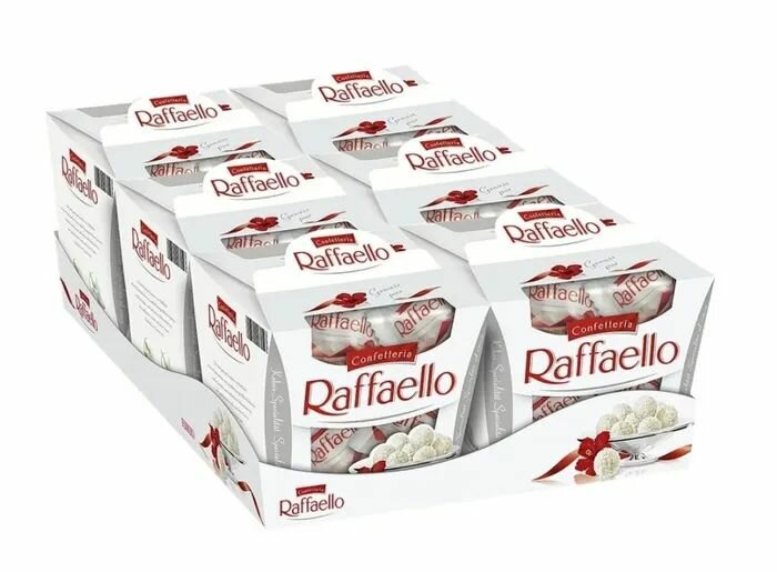 Конфеты в коробке Raffaello, с цельным миндальным орехом, в кокосовой обсыпке, 150 г