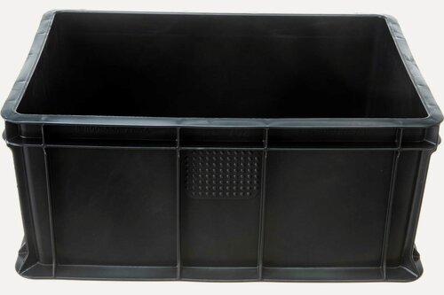 Изображение товара Тара. ру Ящик п/э 400х300х180 мм сплошной с внешней ручкой черный 19486