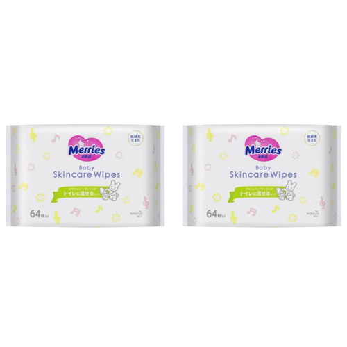 Merries Детские влажные салфетки Flushable запасной блок 192 шт 2 уп 1400₽