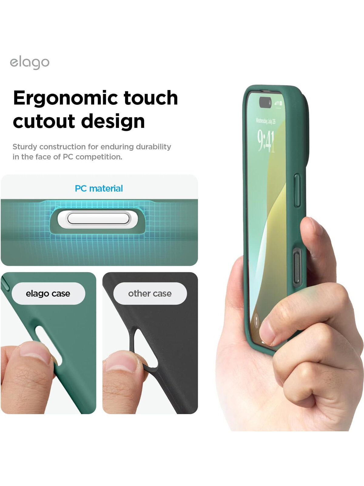 Elago для iPhone 16 Pro Max чехол Soft silicone (Liquid) Midnight Green (MagSafe) — фото 1