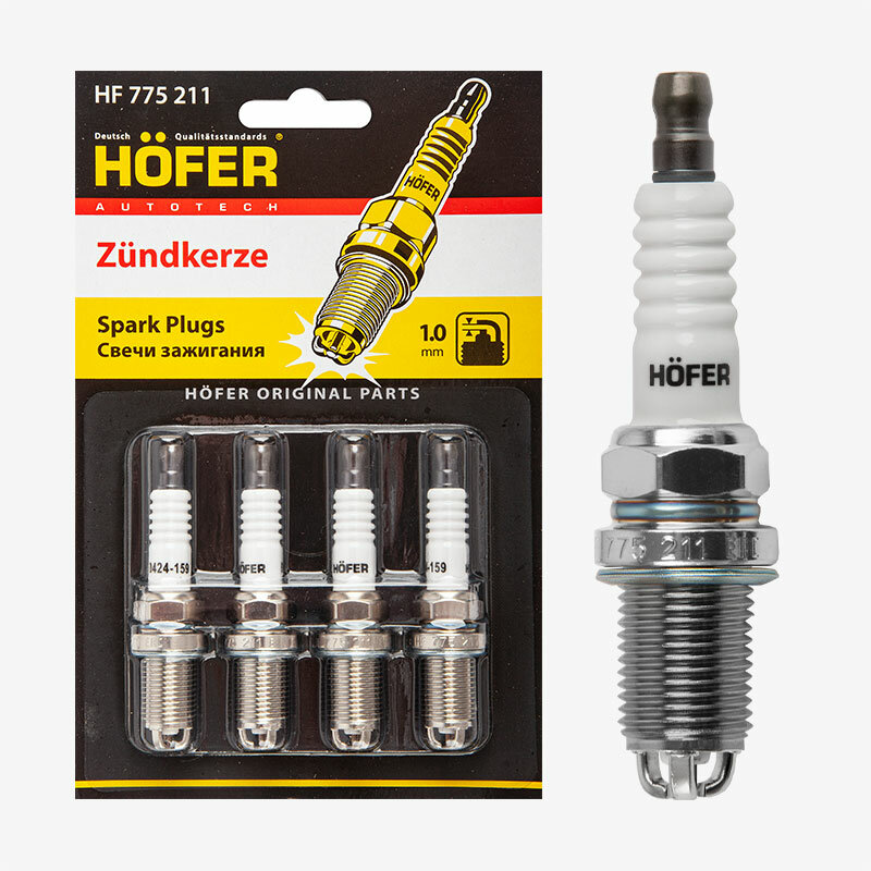 Свечи зажигания HOFER HF775211, на 16-клапанные двигатели ВАЗ, Daewoo, Hyundai, Kia, ZAZ, (HOFER BKUR6ET-10)