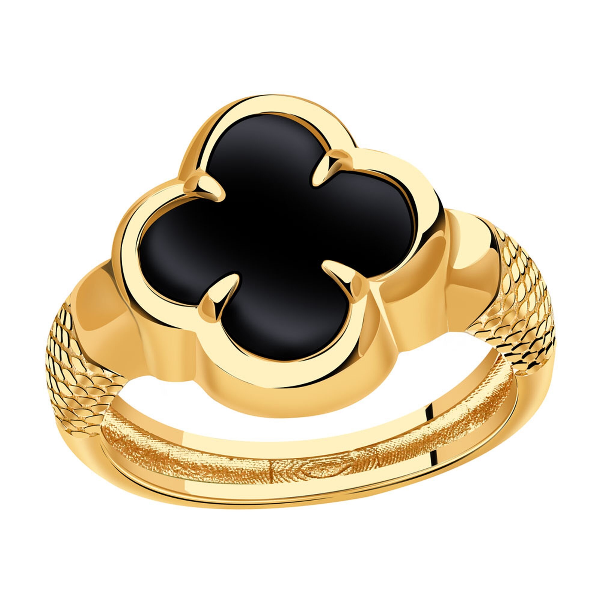 Кольцо Diamant online, красное золото, 585 проба, оникс