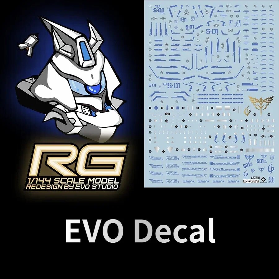 Наклейки EVO E-RG29 BL для RG SAZABI 1/144, Белый