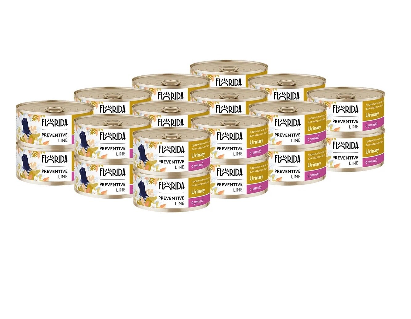 Консервы FLORIDA для взрослых кошек Профилактика образования мочевых камней с уткой упаковка 24 шт х 100 г