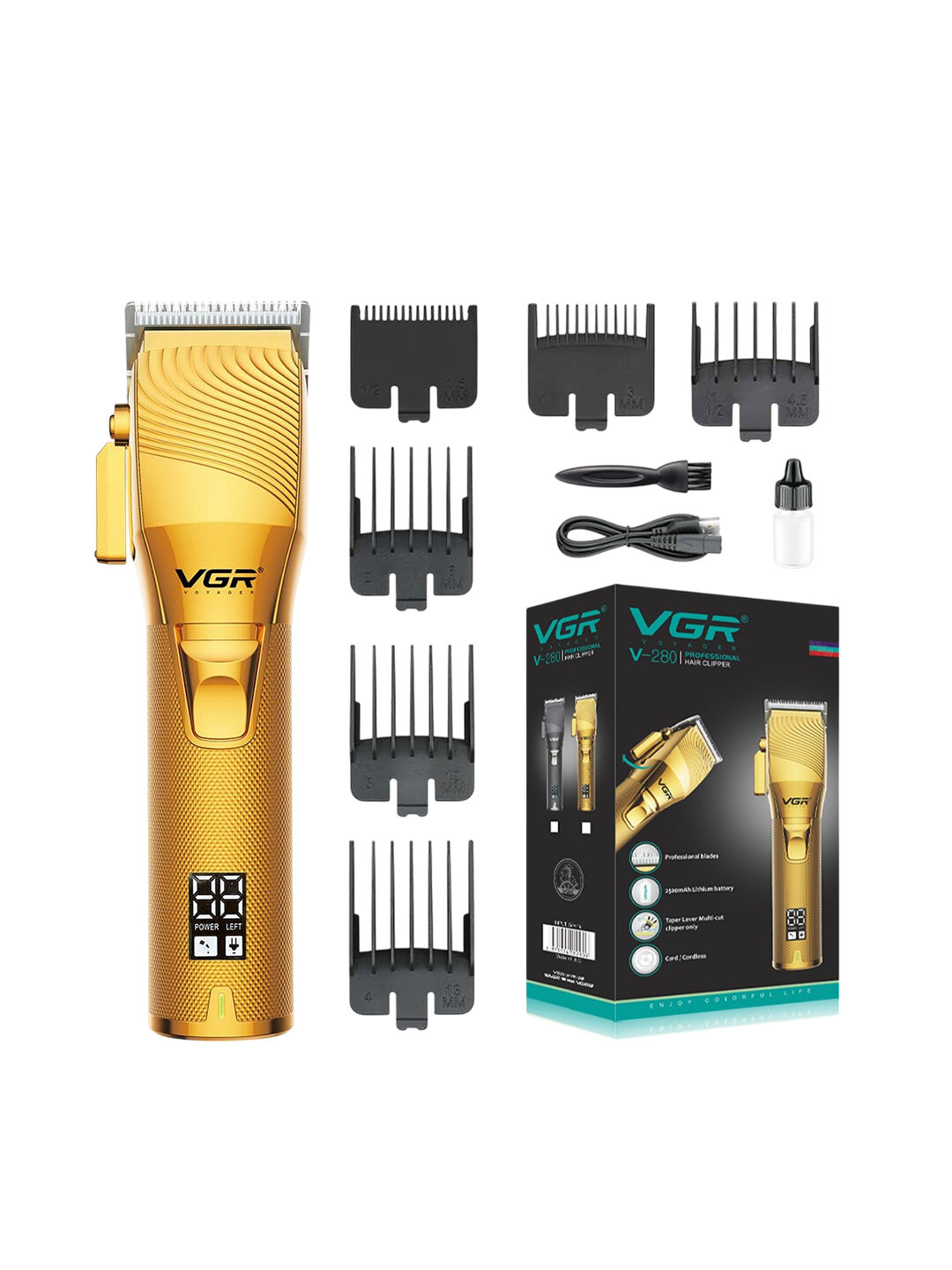 Машинка для стрижки волос VGR 280, 6 насадки, профессиональная, — фото 1