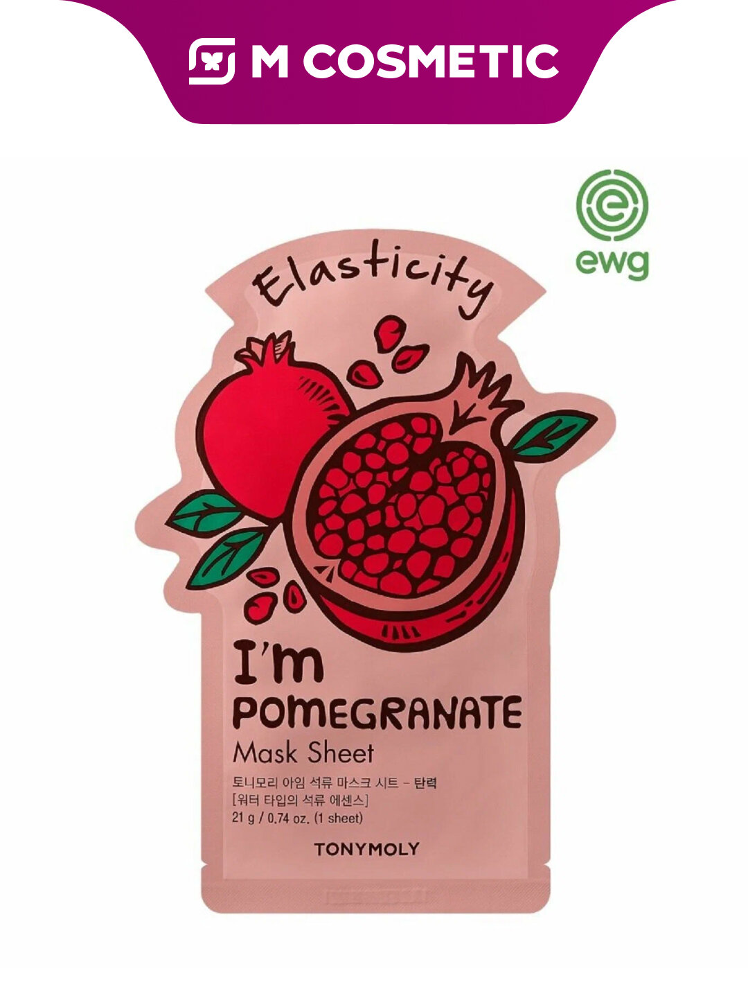 Тканевая маска TONY MOLY "Im Pomegranate", для эластичности кожи, 21 мл — фото 1