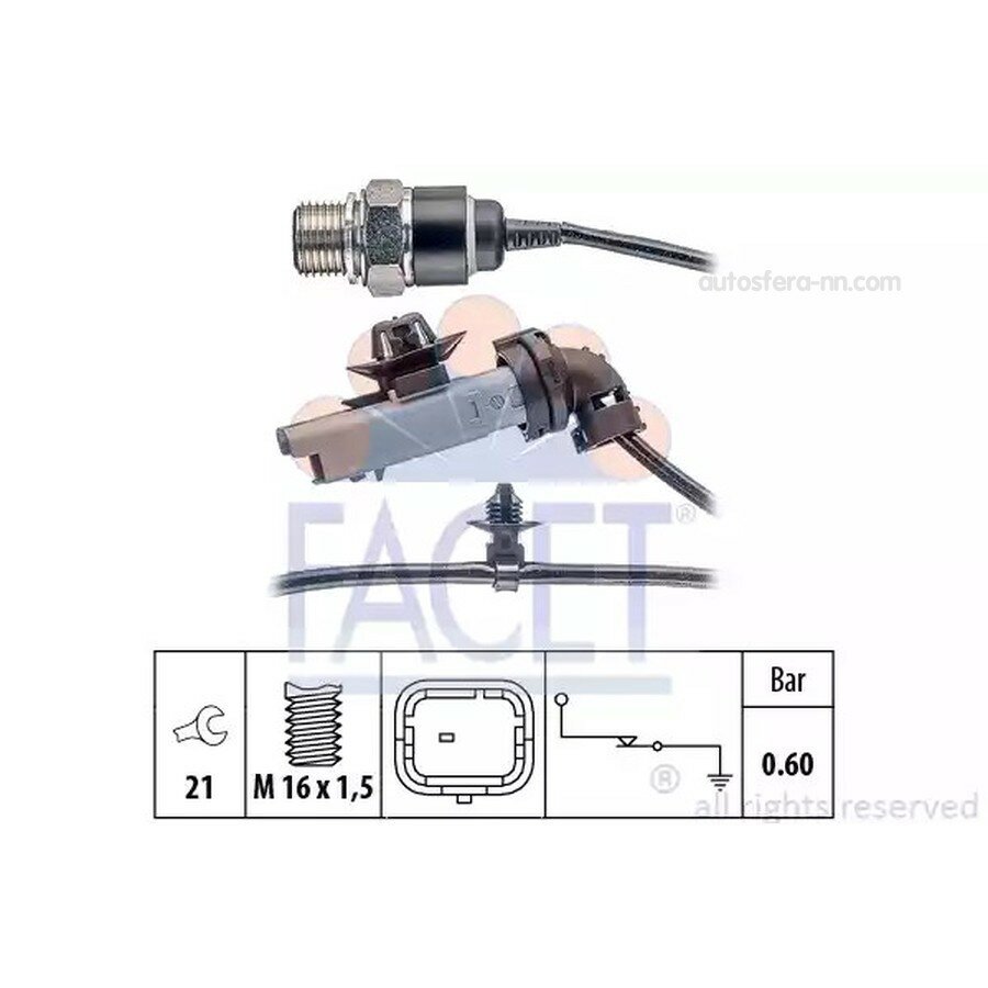 FACET 70199 Датчик давления масла PEUGEOT 207 1.6 HDi 110 08/09-12/12