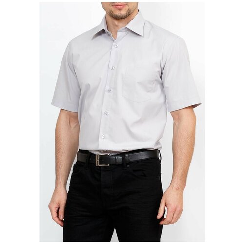 фото Рубашка мужская короткий рукав greg gb320/309/gr/zv, приталенный силуэт / slim fit, цвет серый, рост 174-184, размер ворота 39