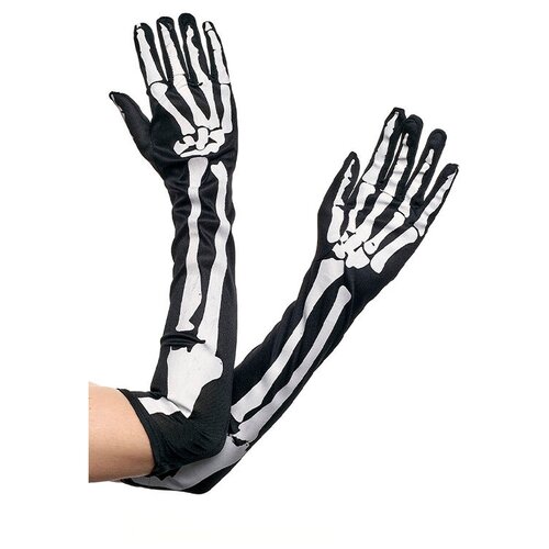 фото Перчатки "скелет" выше локтя, длина 50 см, размер 6-8. (цв: черный-белый ) артэ