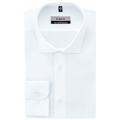 Рубашка мужская длинный рукав GREG 100/199/WHITE/ZV, Приталенный силуэт / Slim fit, цвет Белый, рост 186-194, размер ворота 38