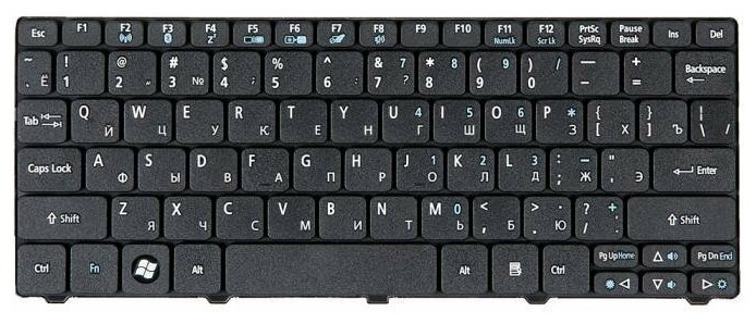 Клавиатура для Acer для Aspire One D255 D255E D257 D260 D270 521 532 ZE6 Black гор Enter П Н KB I100A078 753₽