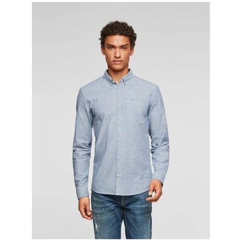 Рубашка мужская, Q/S designed by s.Oliver, артикул: 520.10.109.11.120.2103942, цвет: голубой (код цвета 52G0), размер: S