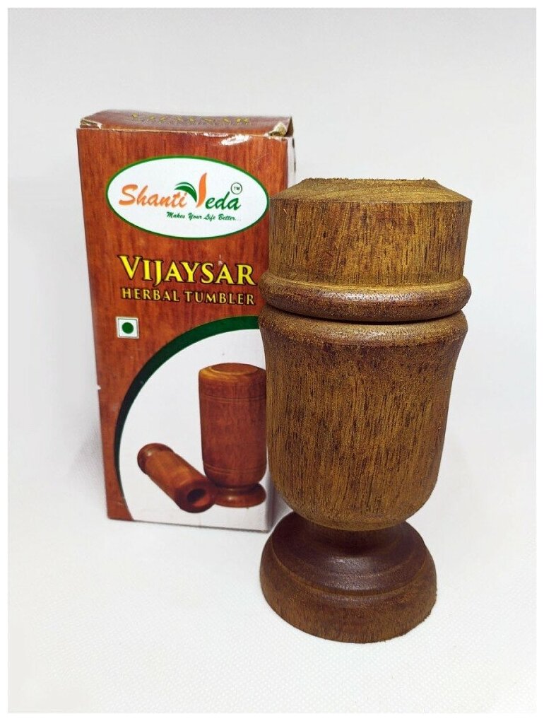 Антидиабетический стакан Шанти Веда из дерева Виджайсар (Vijaysar Shanti Veda) для лечения и профилактики диабета, 1 шт.