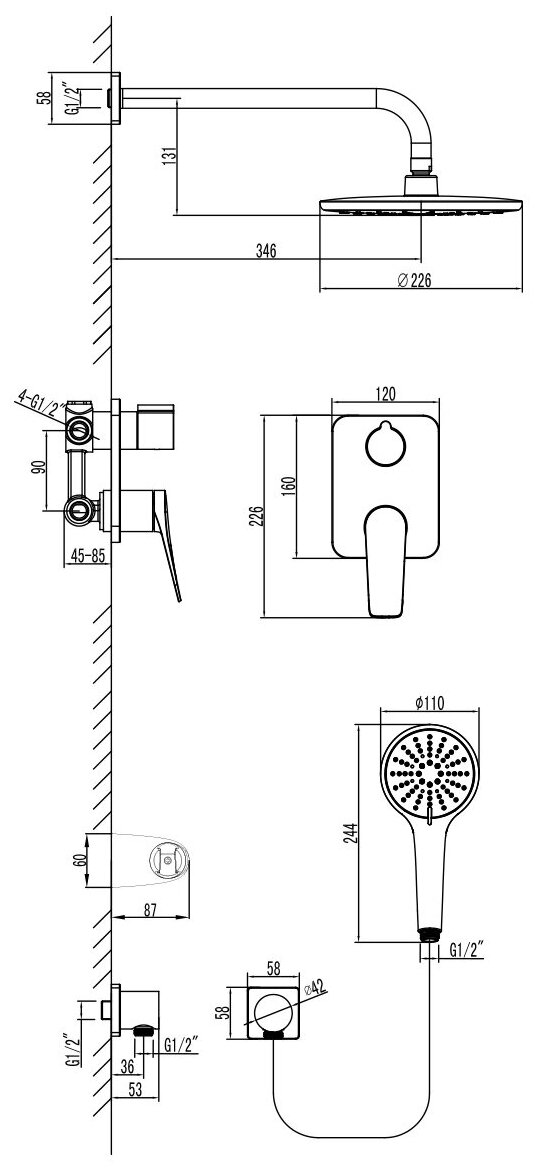 Смеситель для ванны с душем Lemark Bronx LM3729BL - фотография № 2