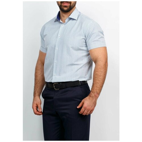 Рубашка GREG, размер 174-184/39, бирюзовый блуза darivagale классический стиль свободный силуэт короткий рукав однотонная размер 50 бирюзовый