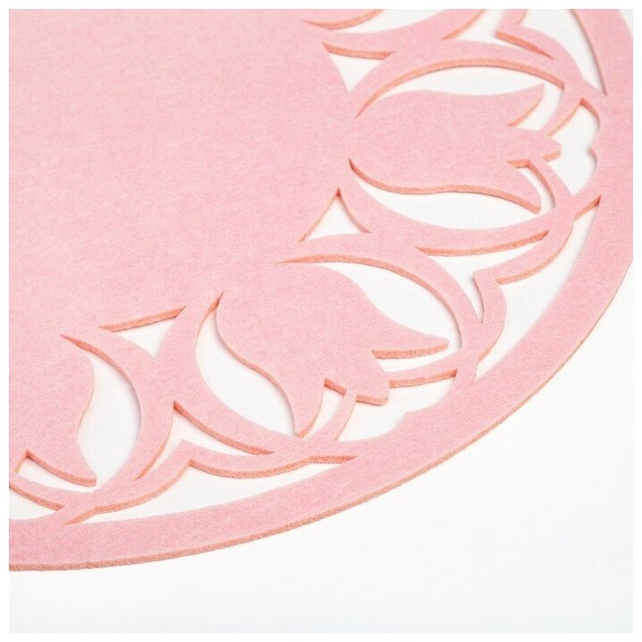 Салфетка декоративная Доляна"Тюльпаны" цвет розовый, d 30 см, 100% п/э, фетр - фотография № 3