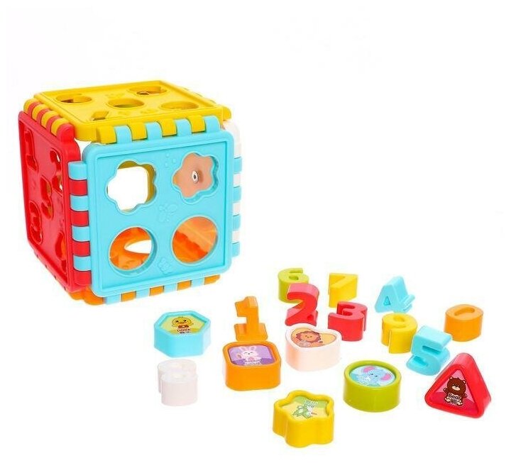 Развивающая игрушка-сортер "Куб", с часиками
