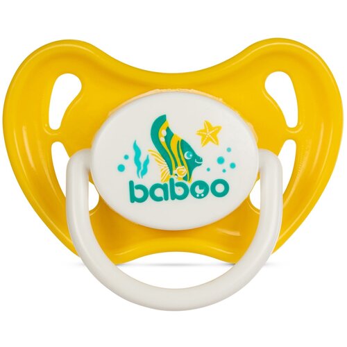 Пустышка латексная анатомическая круглая Baboo Sealife, 6+ мес, желтый