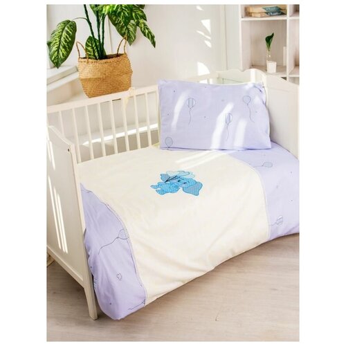 Детское постельное белье из сатина с простыней на резинке Веселый слоник