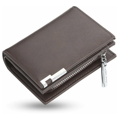 фото Кошелек мужской для карт из экокожи маленький, коричневый baellerry