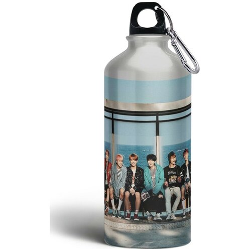 Бутылка спортивная/туристическая фляга музыка BTS бтс (Джимин, Шуга, Намджун) - 8606