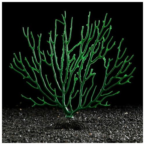 Декоративный коралл Горгонария силиконовый, светящийся, 4 х 21 х 23 см, зеленый./В упаковке шт: 1