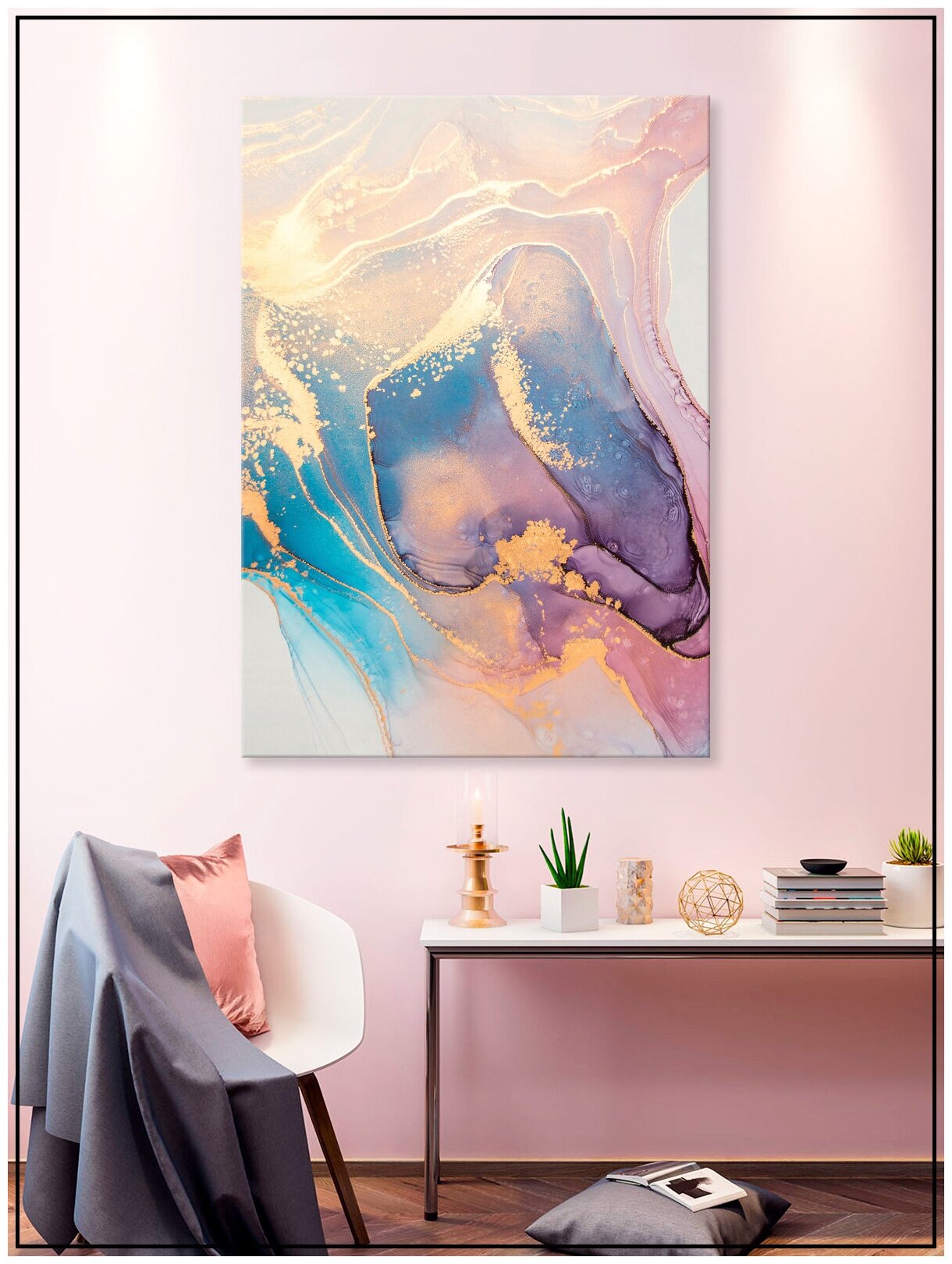 Картина для интерьера на натуральном хлопковом холсте "Разноцветная абстракция", 30*40см, холст на подрамнике, картина в подарок для дома