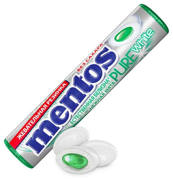 Жевательная резинка Mentos Pure White вкус Нежная мята, 24 шт по 15,5 г - фотография № 6