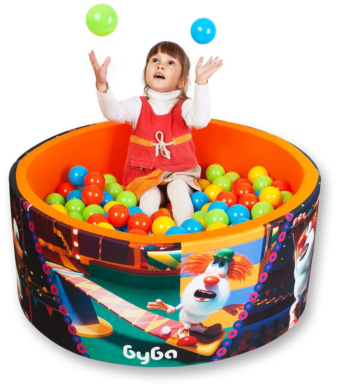Сухой игровой бассейн буба “Яркие выступления в цирке” с 200 шариками: желтый, оранжевый, голубой, салатовый, sbh323 - фотография № 2