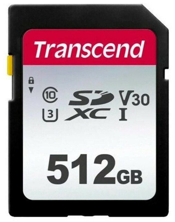 Карта памяти 512Gb - Transcend 300S Secure Digital XC Class 10 UHS-I TS512GSDC300S (Оригинальная!)