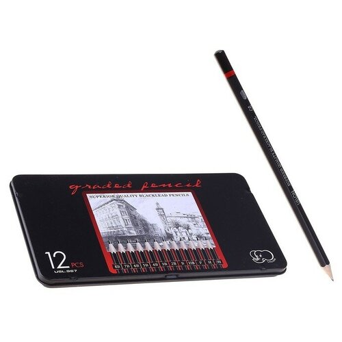 Набор карандашей чернографитных 2Н-8В Gladed Pencil, 12 шт./В упаковке шт: 1