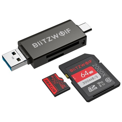 Картридер BlitzWolf BW-CR1 Card Reader USB3.0/Type C/SD/TF Black