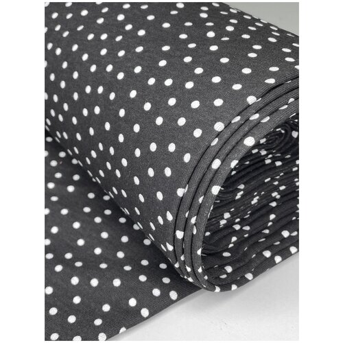 Кулирка Карде 100% хб, принт Горох на черном 1м*180 см