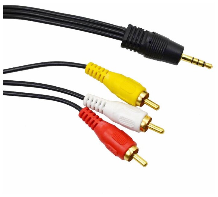 Кабель iLan 3.5 jack m - 3RCA M тюльпан-джек, 1.5м, чёрный