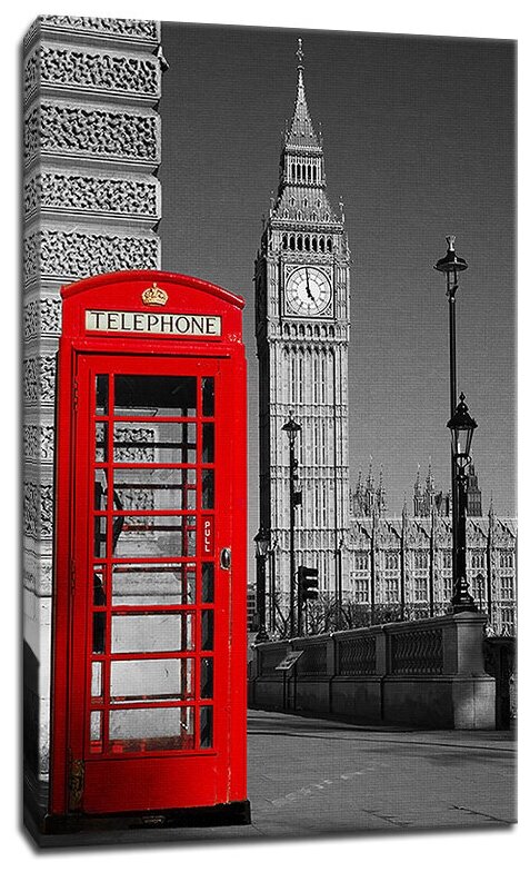 Картина Уютная стена "Телефонная будка на фоне Вестминстерского дворца Лондона" 40х60 см