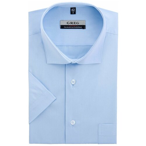 Рубашка мужская короткий рукав GREG 210/109/CL/Z_GB, Полуприталенный силуэт / Regular fit, цвет Голубой, рост 174-184, размер ворота 39